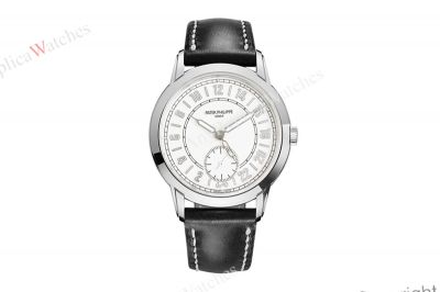 TWF Patek Philippe Complications 42mm 31-260 PS Movement White Face Black Band Watch